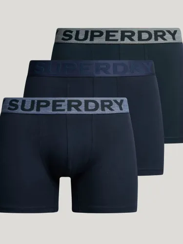 Superdry Organic Cotton Blend Boxers, Pack of 3 - Eclipse Navy - Male