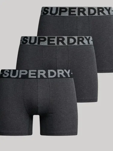 Superdry Organic Cotton Blend Boxers, Pack of 3 - Grey - Male