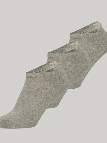 Superdry Organic Cotton Blend Trainer Socks, Pack of 3 - Grey Marl - Female