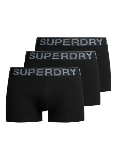 Superdry Organic Cotton Blend Trunks, Pack of 3 - Black - Male