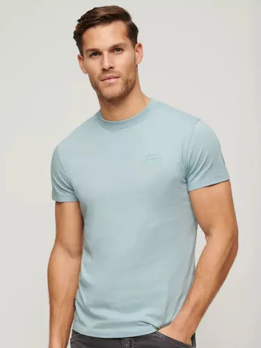 Superdry Organic Cotton Essential Logo Embroidered T-Shirt - Powder Blue - Male