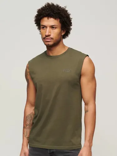Superdry Organic Cotton Essential Logo Tank Top - Olive Night Green - Male