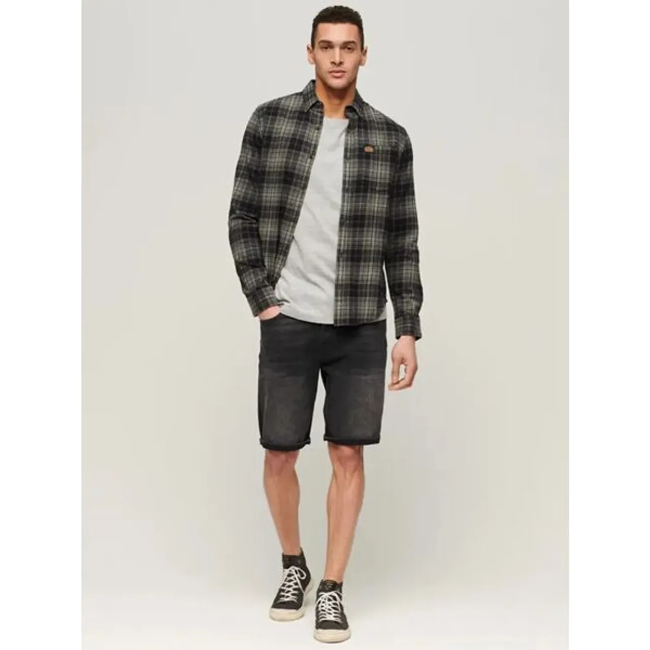 Superdry Organic Cotton Long Sleeve Lumberjack Shirt - Drayton Check Black - Male