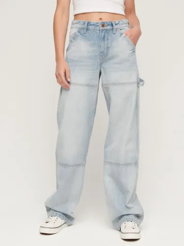 Superdry Organic Cotton Mid Rise Denim Carpenter Jeans - Antique Blue - Female