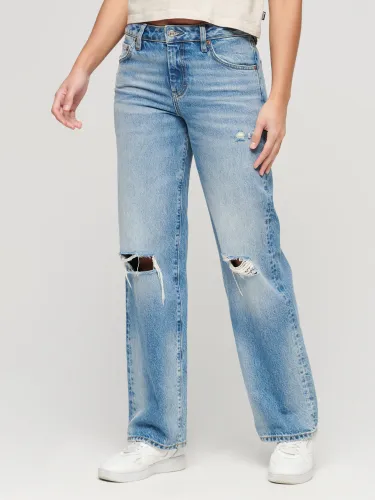 Superdry Organic Cotton Mid Rise Wide Leg Jeans, Spring Vintage Custom - Spring Vintage Custom - Female