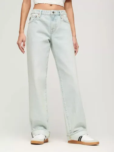 Superdry Organic Cotton Mid Rise Wide Leg Jeans, Williamsburg Blue - Williamsburg Blue - Female