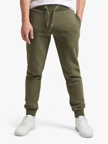 Superdry Organic Cotton Vintage Logo Embroidered Joggers - Olive Marl - Male