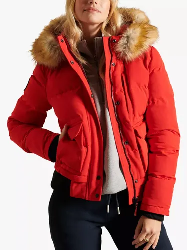 Superdry Original & Vintage Everest Fur Bomber Jacket - High Risk Red - Female