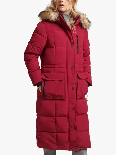 Superdry Original & Vintage Everest Long Line Faux Fur Parka Jacket - Red - Female