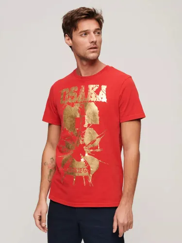Superdry Osaka 6 Foil Print T-Shirt, Risk Red - Risk Red - Male