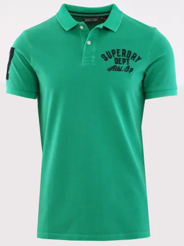 Superdry Retro Green Organic Cotton Applique Classic Fit Polo Shirt