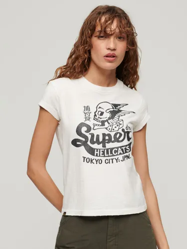 Superdry Retro Rocker Cotton Short Sleeve T Shirt, Ecru Slub - Ecru Slub - Female