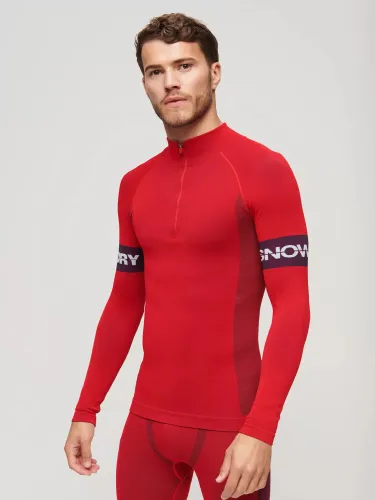 Superdry Seamless 1/4 Zip Baselayer Top - Hike Red - Male