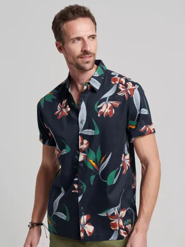 Superdry Short Sleeve Hawaiian Shirt - Dark Navy Hawaiian - Male