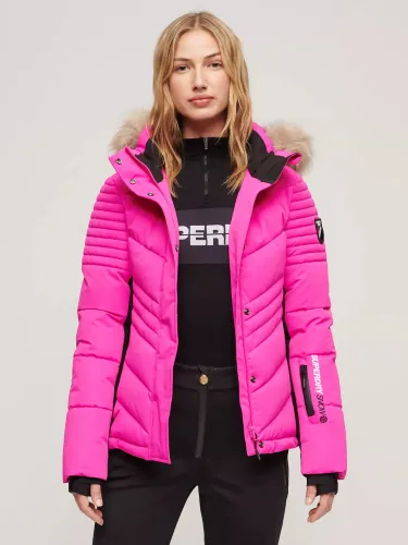 Superdry Ski Luxe Women's Puffer Jacket - Hyper Magenta Pink - Female