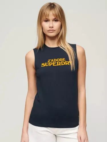 Superdry Sport Luxe Fitted Tank Top, Eclipse Navy - Eclipse Navy - Female