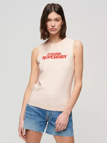 Superdry Sport Luxe Graphic Fitted Tank Top, Mauve Morn Pink - Mauve Morn Pink - Female