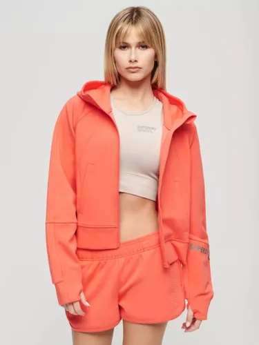 Superdry Sport Tech Relaxed Zip Hoodie - Hot Coral - Female