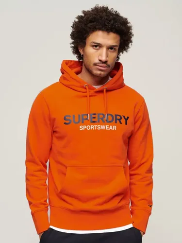 Superdry Sportswear Logo Loose Fit Overhead Hoodie - Flame Orange - Male