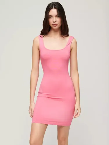 Superdry Square Neck Jersey Mini Dress, Pink Carnation - Pink Carnation - Female