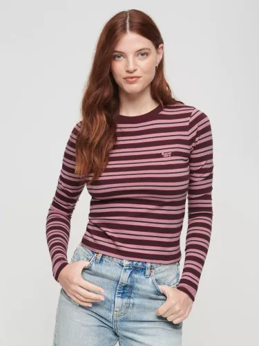 Superdry Stripe Long Sleeve Top - Lilac Pink Stripe - Female