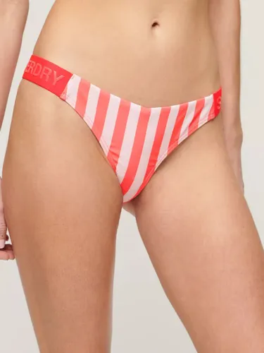 Superdry Striped Cheeky Bikini Bottoms - Pink/Multi - Female