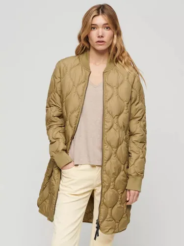 Superdry Studios Long Quilted Liner Coat - Dried Herb Green - Female