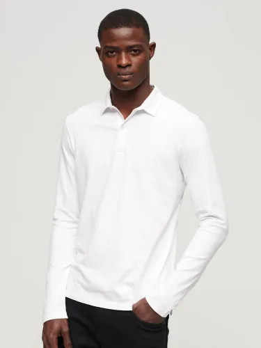 Superdry Studios Long Sleeve Jersey Polo Shirt - Optic - Male