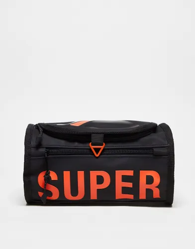 Superdry tarp wash bag in Black