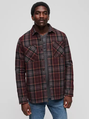 Superdry The Merchant Store Quilted Check Overshirt - Chocolate Brown/Multi - Male