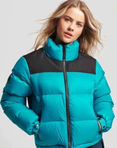 Superdry Tropical Green Down Lining Code Puffer Jacket