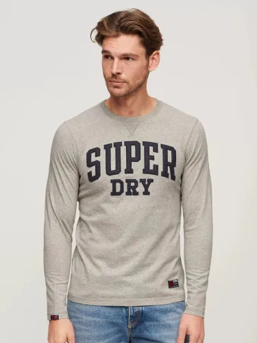 Superdry Vintage Athletic Chest Long Sleeve T-Shirt - Grey - Male