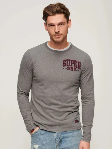 Superdry Vintage Athletic Long Sleeve T-Shirt, Grey - Grey - Male