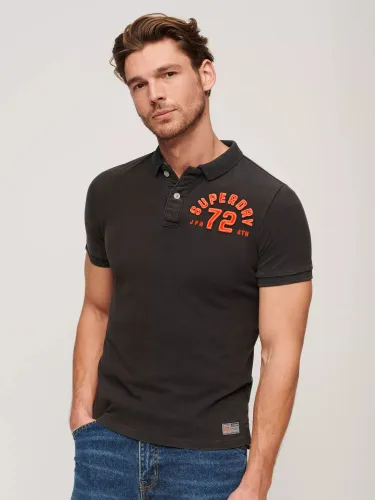 Superdry Vintage Athletic Polo Shirt - Washed Black - Male