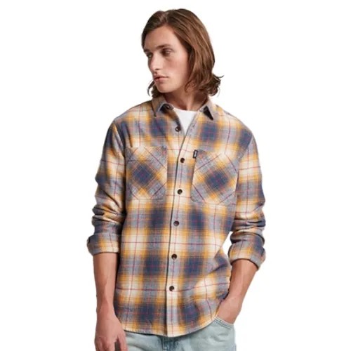Superdry Vintage Check Overshirt - Golden Navy Ombre