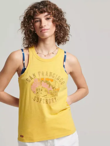 Superdry Vintage City Souvenir Vest, Mimosa Orange Marl - Mimosa Orange Marl - Female