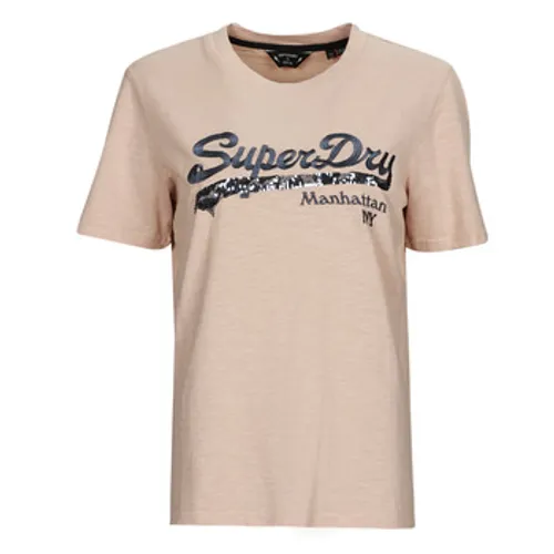 Superdry  VINTAGE LOGO BOROUGH TEE  women's T shirt in Beige