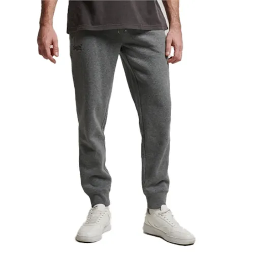 Superdry Vintage Logo Embroidered Cuffed Joggers - Charcoal Grey Marl