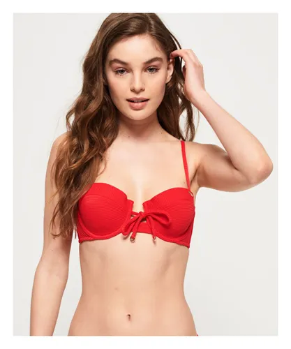 Superdry Womens Alice Textured Cupped Bikini Top - Red Polyamide