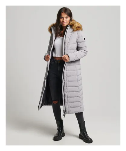 Superdry Womens Arctic Longline Puffer Coat - Grey
