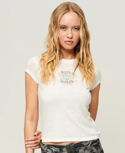 Superdry Women's Blackout Rock Graphic T-Shirt White / New Chalk White