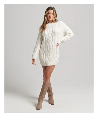 Superdry Womens Cable Knit Dress - Cream