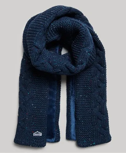 Superdry Women's Cable Knit Scarf Blue / Deep Navy Tweed