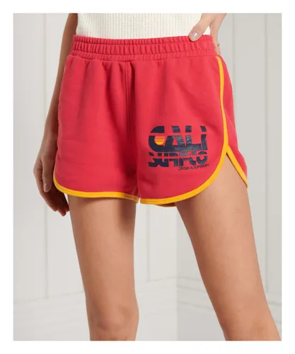 Superdry Womens Cali Jersey Shorts - Red Cotton