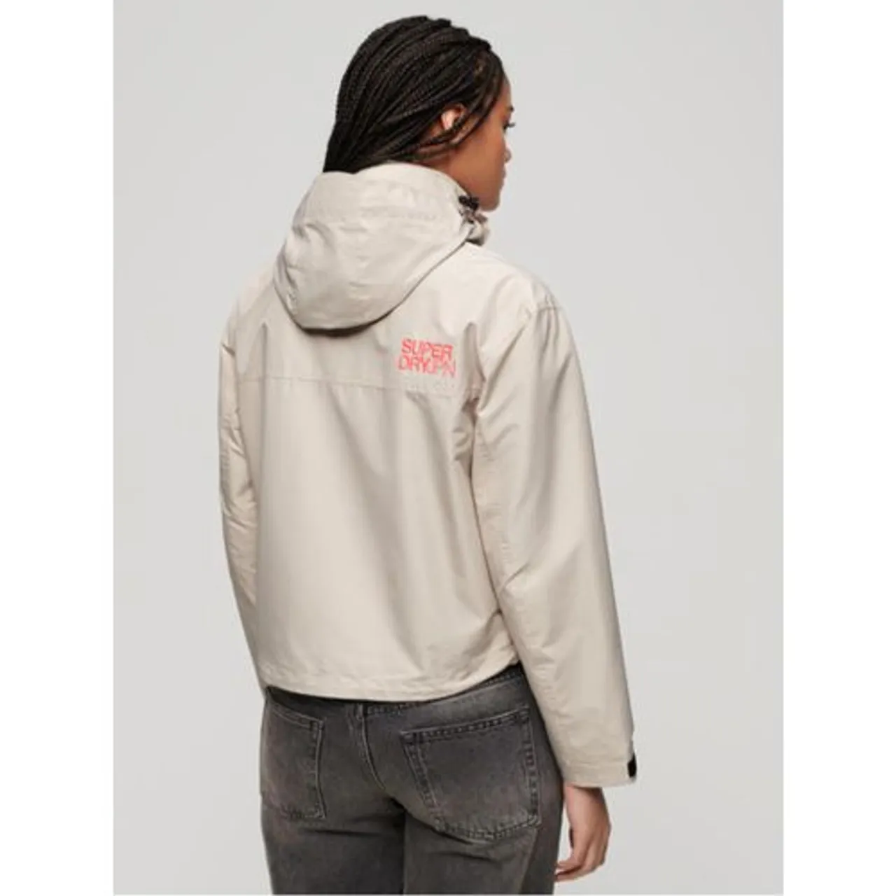 Superdry Womens Chateau Grey Embroidered Hooded Windbreaker Jacket