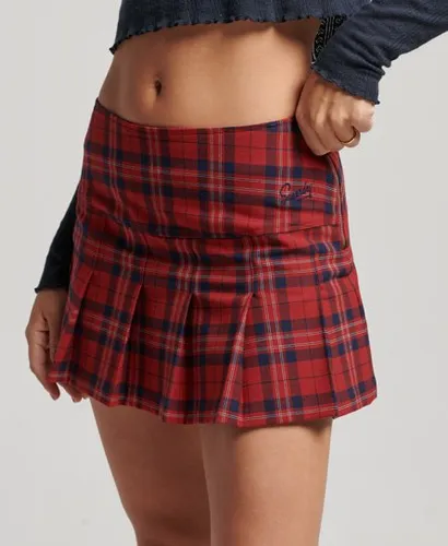 Superdry Women's Check Pleat Mini Skirt Red / Jefferson Check