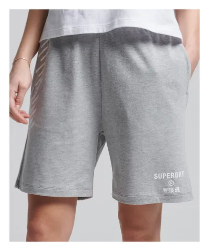 Superdry Womens Code Core Sport Boy Shorts - Grey Cotton
