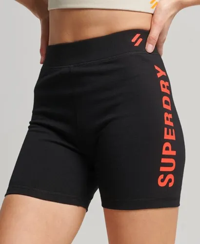 Superdry Women's Code Core Sport Cycle Shorts Black / Black/Hyper Coral