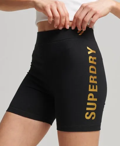 Superdry Women's Code Core Sport Cycle Shorts Black / Black/Metallic Gold