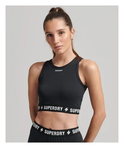 Superdry Womens Code Elastic Crop Top - Black Cotton